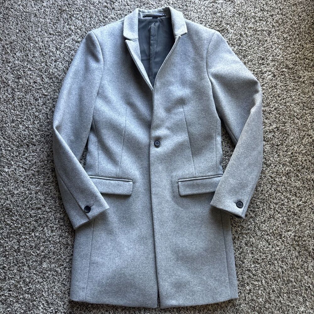 All Saints Women's Gray Wool Odell Overcoat Coat Small